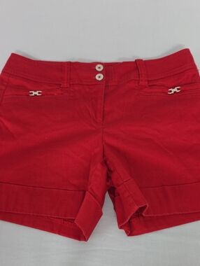 WHBM Red Cuff Stretch Pocket Shorts Size 2